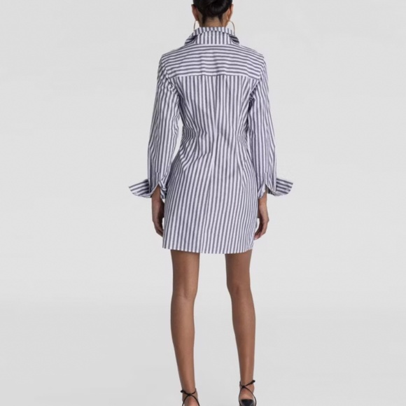 KBB by KAHLANA Women's Long Sleeve 'The Draped Shirtdress' - Blue Striped - Picture 2 of 2